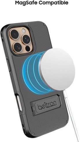 مجموعة حافظة BELTRON لهاتف iPhone 16 Pro، حافظة حماية رفيعة لكامل الجسم ومشبك حزام دوار 3 في 1 مع مسند وحامل بطاقات (متوافق مع MagSafe) in Kuwait