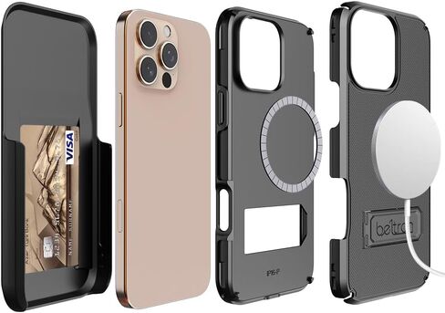 مجموعة حافظة BELTRON لهاتف iPhone 16 Pro، حافظة حماية رفيعة لكامل الجسم ومشبك حزام دوار 3 في 1 مع مسند وحامل بطاقات (متوافق مع MagSafe) in Kuwait