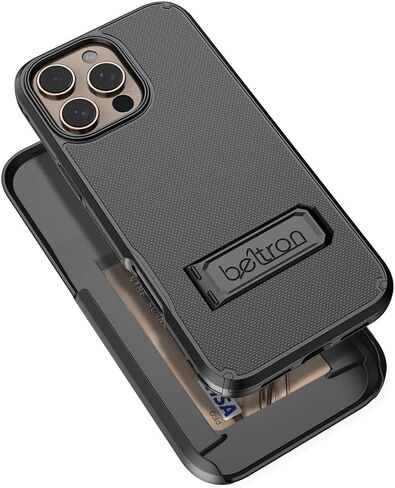 مجموعة حافظة BELTRON لهاتف iPhone 16 Pro، حافظة حماية رفيعة لكامل الجسم ومشبك حزام دوار 3 في 1 مع مسند وحامل بطاقات (متوافق مع MagSafe) in Kuwait