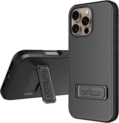 مجموعة حافظة BELTRON لهاتف iPhone 16 Pro، حافظة حماية رفيعة لكامل الجسم ومشبك حزام دوار 3 في 1 مع مسند وحامل بطاقات (متوافق مع MagSafe) in Kuwait