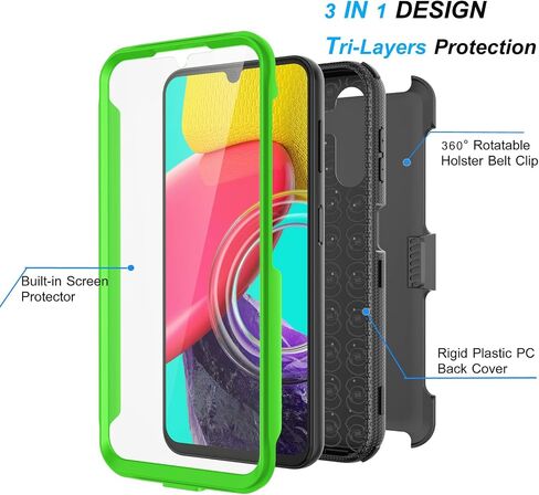 Njjex Rugged Case For Samsung Galaxy A14 5G, For Galaxy A14 5G Case, [Nbeck] Heavy Duty Built-in Screen Protector Locking Swivel Holster Belt Clip Kickstand Hard Shell Cover for Samsung A14 5G [Green] in Kuwait