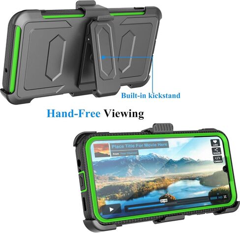 Njjex Rugged Case For Samsung Galaxy A14 5G, For Galaxy A14 5G Case, [Nbeck] Heavy Duty Built-in Screen Protector Locking Swivel Holster Belt Clip Kickstand Hard Shell Cover for Samsung A14 5G [Green] in Kuwait