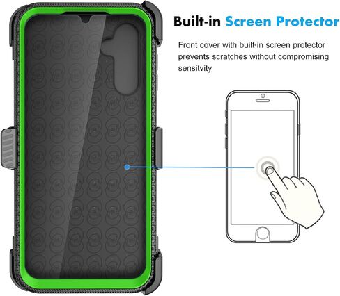 Njjex Rugged Case For Samsung Galaxy A14 5G, For Galaxy A14 5G Case, [Nbeck] Heavy Duty Built-in Screen Protector Locking Swivel Holster Belt Clip Kickstand Hard Shell Cover for Samsung A14 5G [Green] in Kuwait