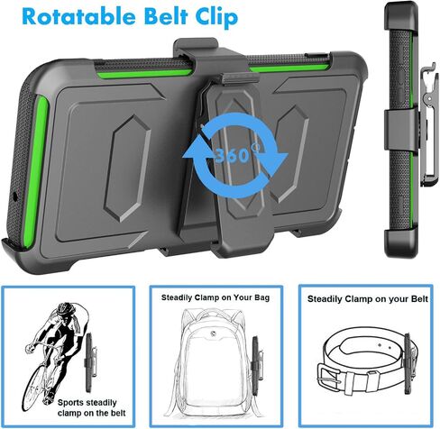 Njjex Rugged Case For Samsung Galaxy A14 5G, For Galaxy A14 5G Case, [Nbeck] Heavy Duty Built-in Screen Protector Locking Swivel Holster Belt Clip Kickstand Hard Shell Cover for Samsung A14 5G [Green] in Kuwait