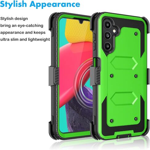 Njjex Rugged Case For Samsung Galaxy A14 5G, For Galaxy A14 5G Case, [Nbeck] Heavy Duty Built-in Screen Protector Locking Swivel Holster Belt Clip Kickstand Hard Shell Cover for Samsung A14 5G [Green] in Kuwait