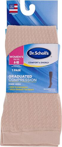 Dr. Scholl's Women's Graduated Compression Solid Pattern Knee High Socks 2 Pair Pack, Black, Fits Women's shoe size 4-10 in Saudi Arabia