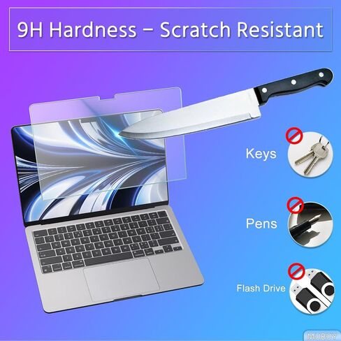 واقي شاشة من الزجاج المقوى من MUBUY-GOL متوافق مع جهاز MacBook Air 13.6 بوصة 2024-2022 M3 A3113 M2 A2681، صلابة 9H مضادة للخدش وبصمات الأصابع in Saudi Arabia