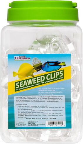 مشابك الأعشاب البحرية لتغذية الأسماك من Ocean Nutrition لأسماك المياه المالحة - أكواب شفط لحوض السمك، تحافظ على الطعام سليمًا، وتطيل عملية التغذية، عبوة من 36 قطعة للتانج، وسمك الأرانب، والسمك الملائكي البحري، والأعشاب، والفتيات in Kuwait