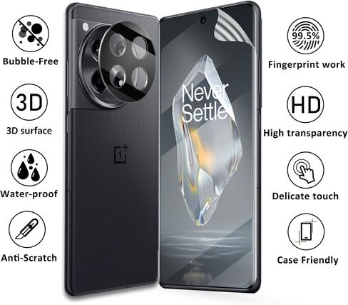 4 قطع لواقي شاشة OnePlus 12R [ليس زجاجيًا]، قطعتان من طبقة TPU المرنة مع قطعتين من واقي عدسة الكاميرا، مناسب بدون تزييف، صديق للحافظة، لمسة استجابة، لواقيات شاشة Oneplus 12R in Saudi Arabia