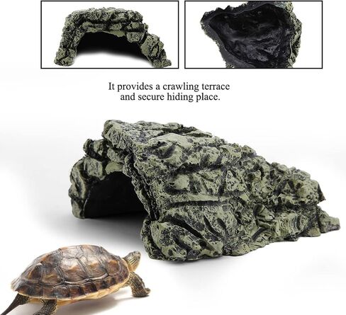 Cocoarm Fish Hiding Cave, Reptile Hideout Cave Aquarium Reptile Basking Hide Decorations for Gecko,Frogs,Fish, (M) in Kuwait