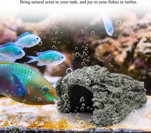 Cocoarm Fish Hiding Cave, Reptile Hideout Cave Aquarium Reptile Basking Hide Decorations for Gecko,Frogs,Fish, (M) in Kuwait