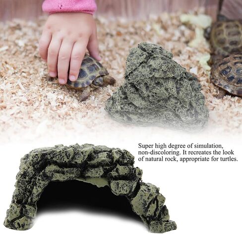 Cocoarm Fish Hiding Cave, Reptile Hideout Cave Aquarium Reptile Basking Hide Decorations for Gecko,Frogs,Fish, (M) in Kuwait
