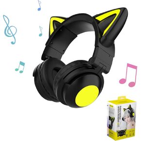 Gaming Headset with Microphone,Cat Ears Headphones for PC/PS4/PS5/XBOX/Switch, Noise Canceling Game Headphones Stereo Foldable Over-Ear Headsets with RGB Backlight, Surround Sound for PC