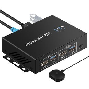 KVM Switch hdmi 1 Monitors 2 Computers 4K@60Hz,usb3.0 Devices Keyboard Mouse Printer USB switcher,2 Computers one Monitor Switch,with Desktop Controller Button switches