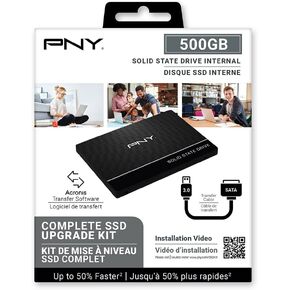 مجموعة ترقية كاملة لمحرك الأقراص الصلبة الداخلي PNY CS900 سعة 500 جيجابايت مقاس 2.5 بوصة SATA III - (SSD7CS900-500KIT-RB) in Kuwait