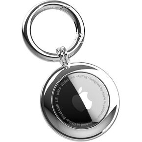 Water-resistant, shockproof metal AirTag holder keychain for Apple AirTags. Great for GPS tracking on pets, luggage