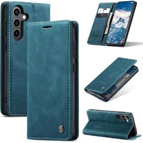 for Samsung Galaxy S24 FE, Flip Fold Leather Wallet Case with Credit Card Slot and Kickstand Magnetic Closure Protective Cover for Galaxy S24 FE (Teal)