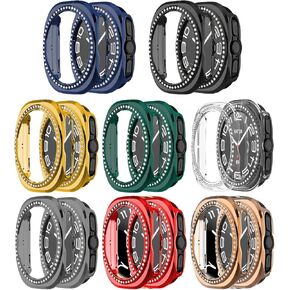 8 Pack Bling Diamond Case for Samsung Galaxy Watch Ultra 47mm Smart Watch Hard PC Protective Cover for Galaxy Watch Ultra 47mm Case