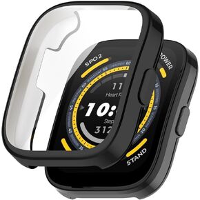 Compatible for Amazfit Bip 5 Case, Lamshaw Soft Slim TPU All Around Protective Shell Anti-Scratch Bumper Cover Case Compatible for Amazfit Bip 5 Smartwatch (2 Pack-Black+Clear)