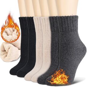 NevEND 6 Pairs Women's Wool Merino Winter Thermal Boot Thick Insulated Heated Socks For Cold Weather Outdoor Activities