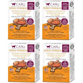 Caru - Classics Chicken & Crab Stew for Cats - Healthy Functional Wet Cat Food or Food Topper - Balanced Omega Blend - 5.5 oz Cartons - Pack of 4