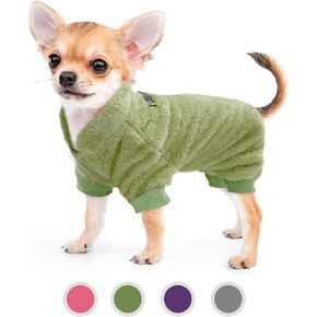 PAWCHIE Dog Fuzzy Velvet Pajamas,Dog Winter Cloth for Small Dogs Cat,Boy Girl,Pet Jumpsuit, Doggy Apparel,Purple,M