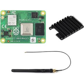 Waveshare Pi Compute Module 4 Comes with an Official Raspberry Pi CM4101000 (with Wireless, 1GB RAM, Lite Version), an Antenna Kit and a HEATSINK. (3 Items)