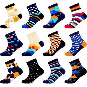 WeciBor Men's Dress Cool Colorful Fancy Novelty Casual Quarter Socks 12 Packs