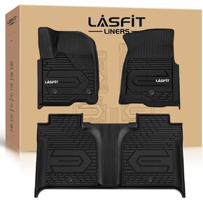 LASFIT Floor Mats Fit for 2019-2023 Chevy Silverado/GMC Sierra 1500&2020-2024 Chevrolet Silverado/GMC Sierra 2500 HD/3500HD Crew Cab, Front Bucket Seat and Rear Row with Factory Carpeted Storage