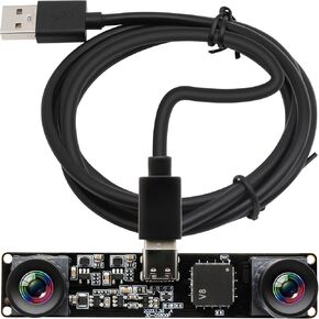 210fps Dual Lens Mono Global Shutter USB Camera, 800P OV9281 UVC Synchronization Webcam Module with Low Distortion M12 Lens Without Microphones, for Computer, Laptop, Android and Raspberry Pi