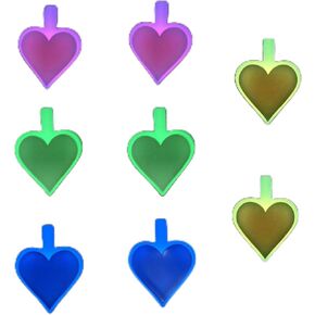 Glow in The dark heart tag 8 Pack with 4 Colors Original Silent Heart Design Silicone Pet Tag,Custom Heart ID Dog Tags,Engraved on Both Sides,No Noise and No Jingle