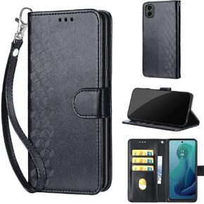 Designed for Motorola Moto G 5G 2024 Case Wallet,Women Flip Folio Cover with Embossed PU Leather Stand Credit Card Holders Slots Wrist Strap Phone Case for Moto G 5G 2024 (Purple Girl)