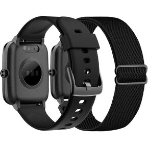 2 حزمة من أحزمة الساعة المتوافقة مع Veryfitpro ID205L، 19 مم من السيليكون والنايلون المطاطي من أجل Willful YAMAY SW020 SW021 SW023 SW025 ID205 ID205L ID205S ID205U، Fitpolo ID205L
