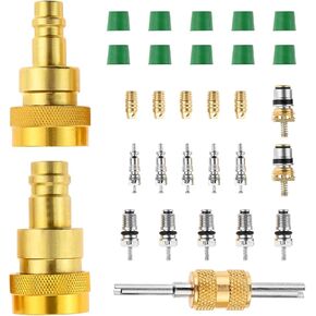 Aupoko AC R134A Adapters Quick Couplers with Can Tap Valve Kit, Adjustable R134A Adapter Fittings Quick Coupler, R134A Can Tap Valve Refrigerant Dispenser with Tank Adapter and Valve Core Remover Kit