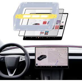 for 2024 Tesla New Model 3 (Matte) 15.4 Inch Tempered Glass Screen Protector with Automatic Alignment Frame Easy to Install Foils Center Control Touchscreen Accessories Protective Film 9H（Not fit for 2017-2023 Tesla Model 3）