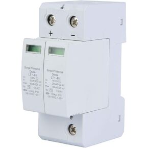 Voltage Surge Arrester Device, 2P Surge Protective Device DC Photovoltaic Lightning Protector Low Voltage Arrester (2P20KA)