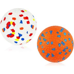 Interactive Dog Balls, 2PCS Indestructible Tennis Balls for Dogs Durable Bouncy Dog Chew Toys Lightweight Durable Solid Dog Toys Water Floating Training Catch Fetch for Puppy/Small/Medium Dogs