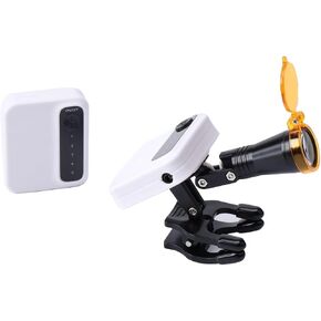 5W LED Headlight with Magnet Clip Portable Binocular Headlamp and 2 Repalcment Batteries for Head Light Brightness Adjust (Black)