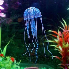 Blue Aquarium Artificial Glowing Jellyfish Fish Tank Ornament Aquarium Silicone Decoration, Aquarium Décor Thematic Ornaments Fish Earrings