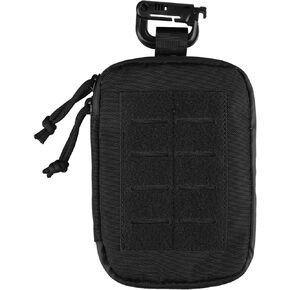 XTACER Tactical Business Card Holder, Small Pouch Zipper Organizer Bag for Men Women, Molle Pouch Wallet Case Credit Card Wallet, Security Travel Wallet (Black)