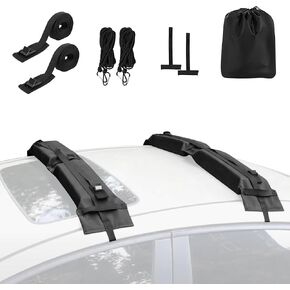 BASIKER Universal Soft Roof Rack Pads for Kayak,Surfboards,Snowboards,SUP, Canoes, Ladder,with Tie-Down Straps and Storage Bag