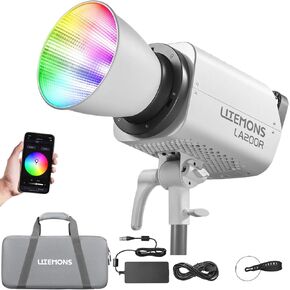 Godox Litemons LA200R RGB LED Video Light, 220W 68000Lux@1M Studio Bright Light, 1800K-10000K Bowens Mount RGB LED Light with 14 FX Effects 0-100% Dimming for Videography