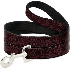 Nickelodeon Durable & Stylish Dog Leash with Snap Closure, Avatar Symbol Black Red, 6 Feet Long 1.0 Inch Wide