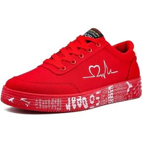 TPbaeke Women Letter Graphic Lace-Up Front Canvas, Women's Low Top Shoes | Wide Athletic Tennis Sneakers with Rubber Outsole(Soft and Breathable)