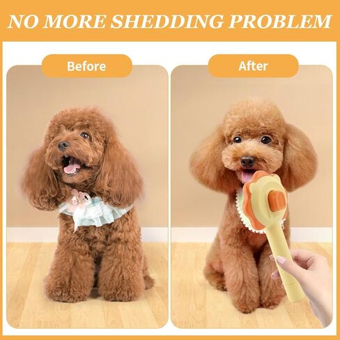 Self Cleaning Brush Cat and Dogs Brush, Pet Grooming Brush With Release Button Portable, For Removing Loose Fur And Preventing Knots And Tangles(yellow) in Saudi Arabia