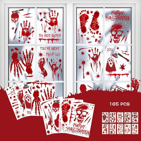 Halloween Window Clings, 9 Sheets Halloween Window Decorations Stickers Double-Sided Window Decal Scary Black Bat Ghosts Stickers,Happy Halloween Window Clings for Halloween Party Decoration in Saudi Arabia