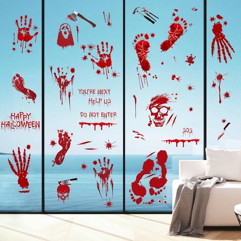 Halloween Window Clings, 9 Sheets Halloween Window Decorations Stickers Double-Sided Window Decal Scary Black Bat Ghosts Stickers,Happy Halloween Window Clings for Halloween Party Decoration in Saudi Arabia