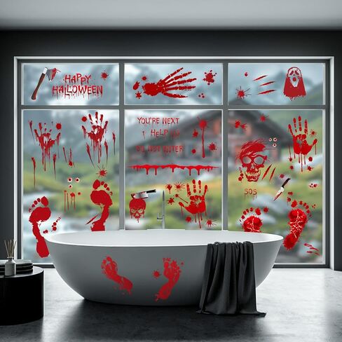 Halloween Window Clings, 9 Sheets Halloween Window Decorations Stickers Double-Sided Window Decal Scary Black Bat Ghosts Stickers,Happy Halloween Window Clings for Halloween Party Decoration in Saudi Arabia