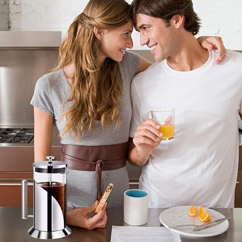 French Press Coffee Maker - 304 Grade Stainless Steel Coffee Maker - 4 Level Filtration System - Heat Resistant Borosilicate Glass - Coffee Press 34oz Bistro@Home in Saudi Arabia
