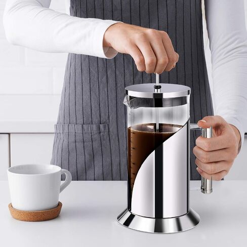 French Press Coffee Maker - 304 Grade Stainless Steel Coffee Maker - 4 Level Filtration System - Heat Resistant Borosilicate Glass - Coffee Press 34oz Bistro@Home in Saudi Arabia